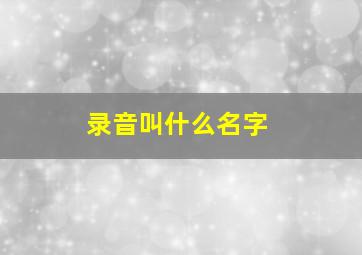 录音叫什么名字