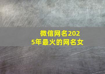 微信网名2025年最火的网名女