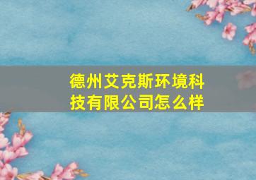 德州艾克斯环境科技有限公司怎么样