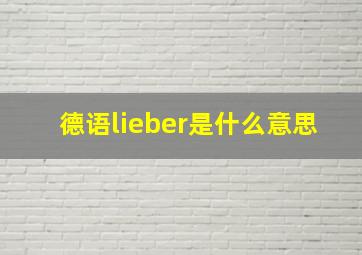 德语lieber是什么意思