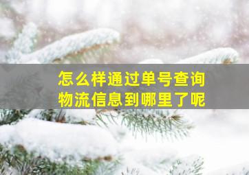 怎么样通过单号查询物流信息到哪里了呢