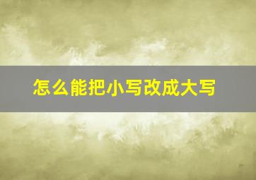 怎么能把小写改成大写