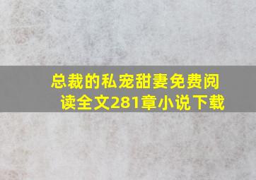 总裁的私宠甜妻免费阅读全文281章小说下载