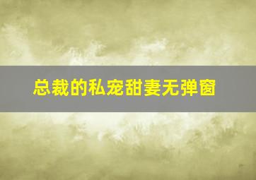 总裁的私宠甜妻无弹窗