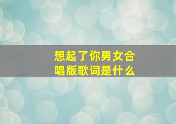 想起了你男女合唱版歌词是什么