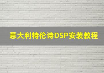 意大利特伦诗DSP安装教程