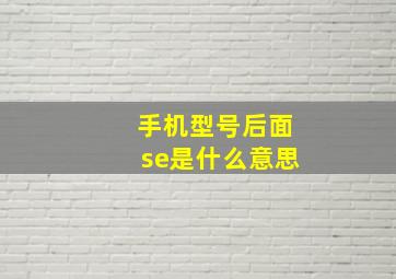 手机型号后面se是什么意思