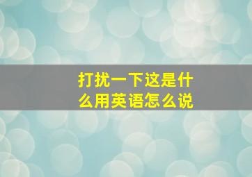 打扰一下这是什么用英语怎么说