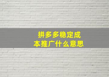 拼多多稳定成本推广什么意思