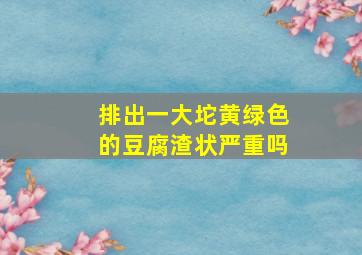 排出一大坨黄绿色的豆腐渣状严重吗