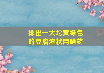 排出一大坨黄绿色的豆腐渣状用啥药