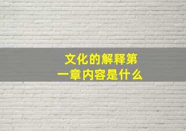 文化的解释第一章内容是什么