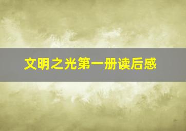 文明之光第一册读后感