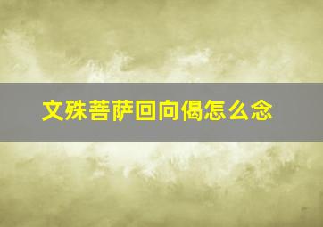 文殊菩萨回向偈怎么念