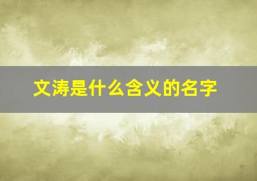 文涛是什么含义的名字