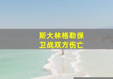 斯大林格勒保卫战双方伤亡