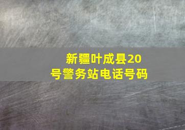 新疆叶成县20号警务站电话号码