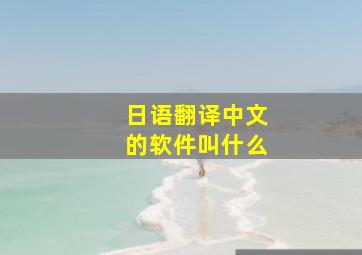 日语翻译中文的软件叫什么