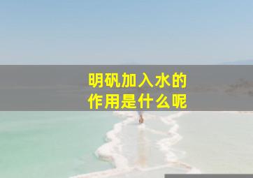 明矾加入水的作用是什么呢