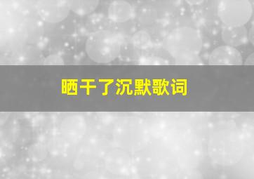 晒干了沉默歌词