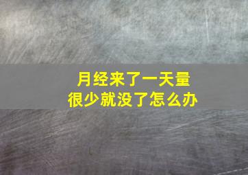 月经来了一天量很少就没了怎么办