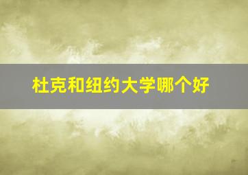 杜克和纽约大学哪个好