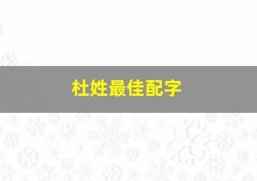 杜姓最佳配字