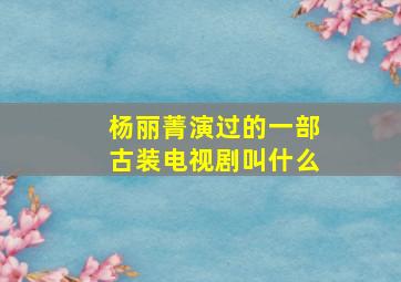 杨丽菁演过的一部古装电视剧叫什么