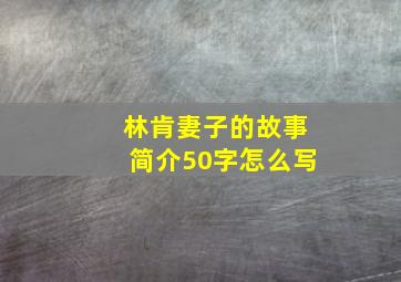 林肯妻子的故事简介50字怎么写