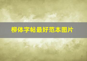 柳体字帖最好范本图片