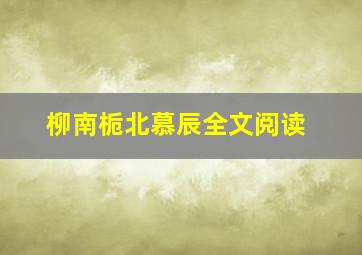 柳南栀北慕辰全文阅读