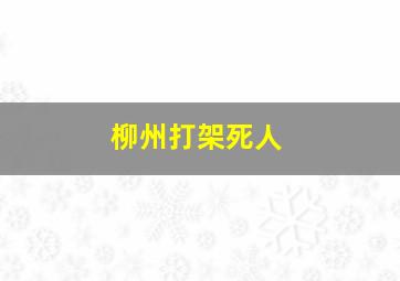 柳州打架死人