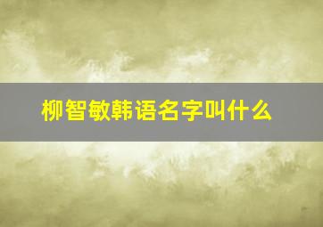 柳智敏韩语名字叫什么