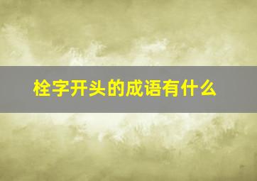 栓字开头的成语有什么