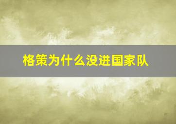 格策为什么没进国家队