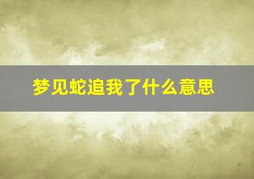 梦见蛇追我了什么意思