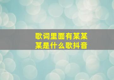 歌词里面有某某某是什么歌抖音