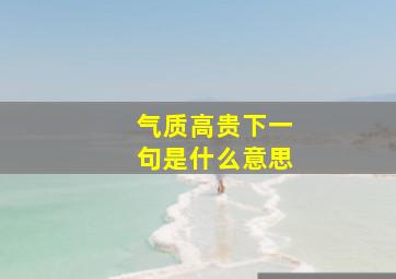 气质高贵下一句是什么意思