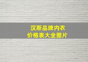 汉斯品牌内衣价格表大全图片