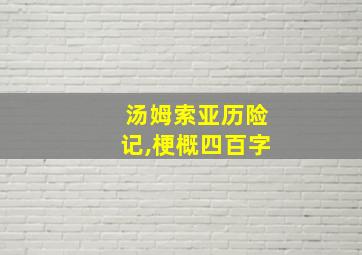 汤姆索亚历险记,梗概四百字