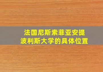 法国尼斯索菲亚安提波利斯大学的具体位置