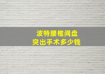 波特腰椎间盘突出手术多少钱