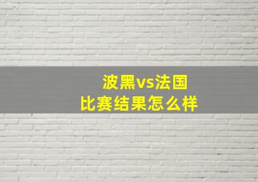 波黑vs法国比赛结果怎么样