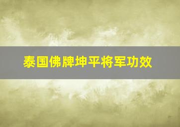 泰国佛牌坤平将军功效