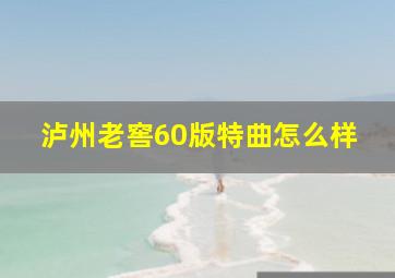 泸州老窖60版特曲怎么样