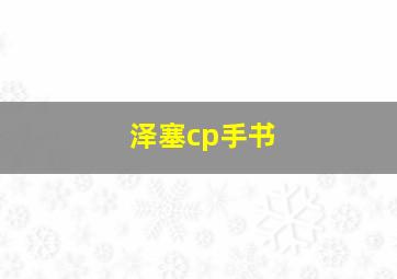 泽塞cp手书