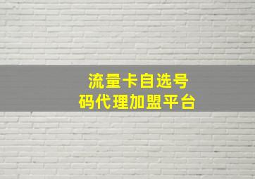 流量卡自选号码代理加盟平台