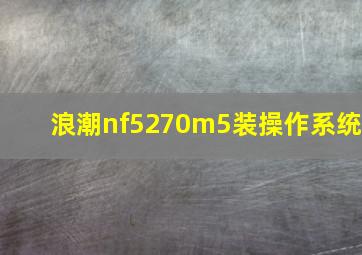 浪潮nf5270m5装操作系统