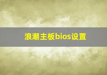 浪潮主板bios设置