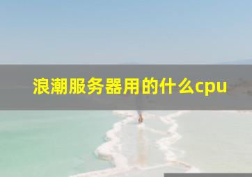 浪潮服务器用的什么cpu